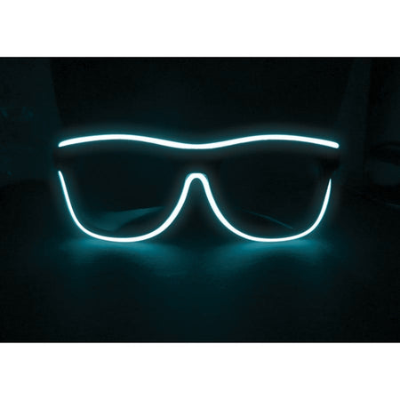 Neon Blue Light Up El Wire Sunglasses - SuperFried