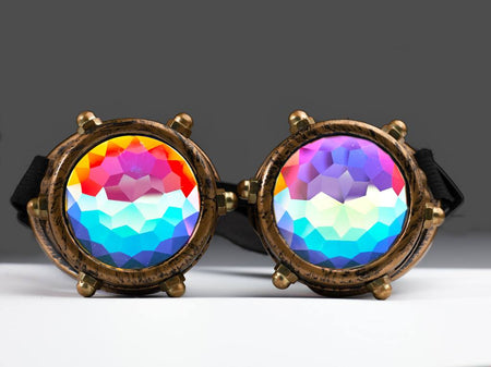 Intense Diamond Kaleidoscope Effect rainbow crystal lens Sunglasses Women Men Party Festival Spike Goggles Glasses at SuperFried's Festival Accessories and Sunglasses Online store