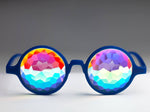 Intense Diamond Kaleidoscope Effect rainbow crystal lens Sunglasses Women Men Party Festival Blue Marble Round Glasses at SuperFried's Festival Accessories and Sunglasses Online store