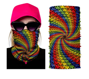 Rainbow Peace Rave Face Mask Bandana - SuperFried