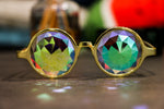 Intense Diamond Kaleidoscope Effect rainbow crystal lens Sunglasses Women Men Party Festival Limited Edition Gold Frame Round Glasses at SuperFried's Festival Accessories and Sunglasses Online store