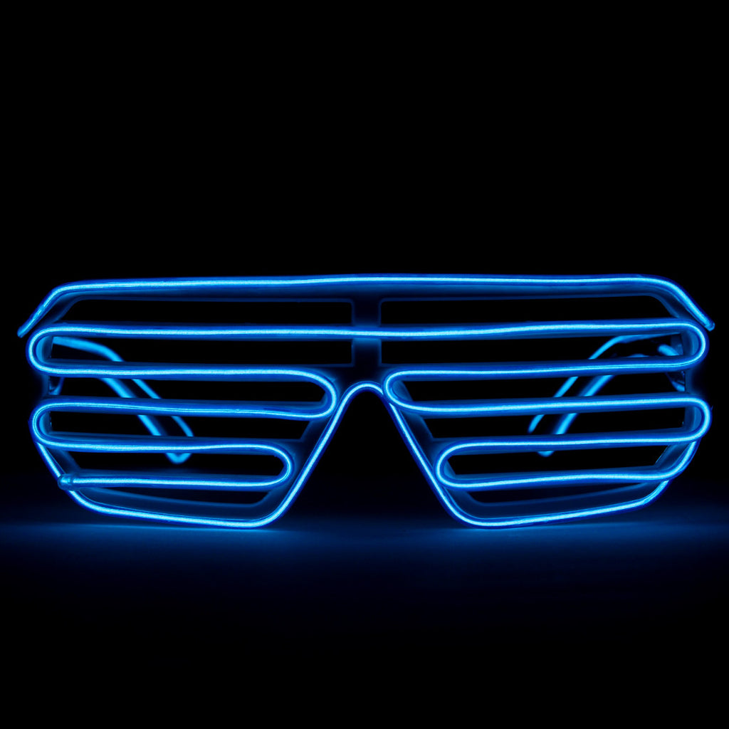 Blue Light Up El Wire Shutter Glasses - SuperFried