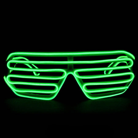 Green Light Up El Wire Shutter Glasses - SuperFried