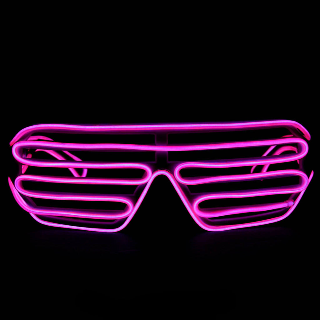 Pink Light Up El Wire Shutter Glasses - SuperFried