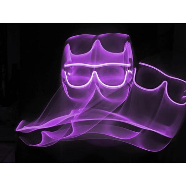 Purple Light Up El Wire Diffraction Glasses - SuperFried