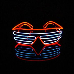 EL Wire Glasses - Red/Sky Blue Light Up El Wire Shutter Glasses