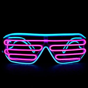 Neon Blue/Pink Light Up El Wire Shutter Glasses - SuperFried