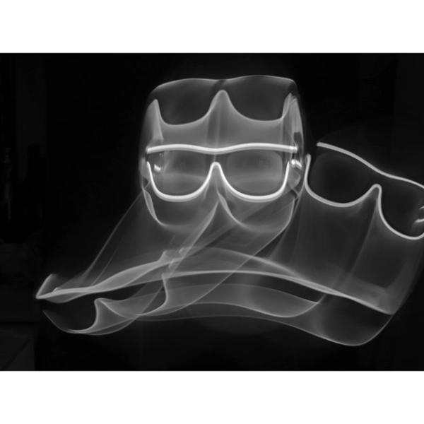 White Light Up El Wire Diffraction Glasses