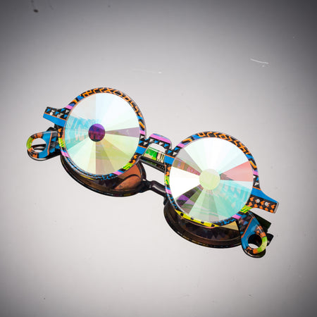 Intense Diamond Kaleidoscope Effect rainbow crystal lens Sunglasses Women Men Party Festival Tribal Round Glasses at SuperFried's Festival Accessories and Sunglasses Online store