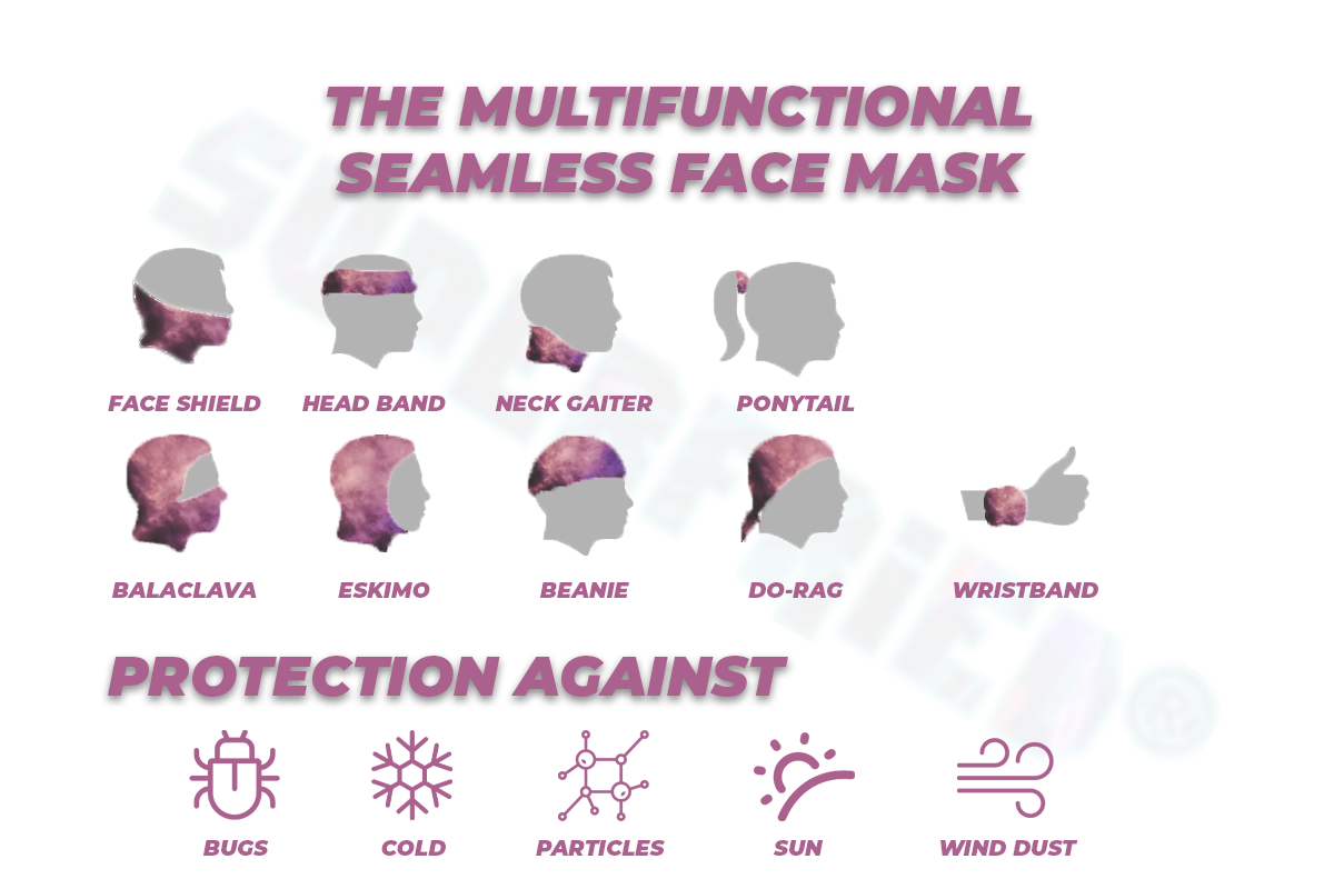 Different ways to use SuperFried Multi-functional Seamless Rave Face Mask